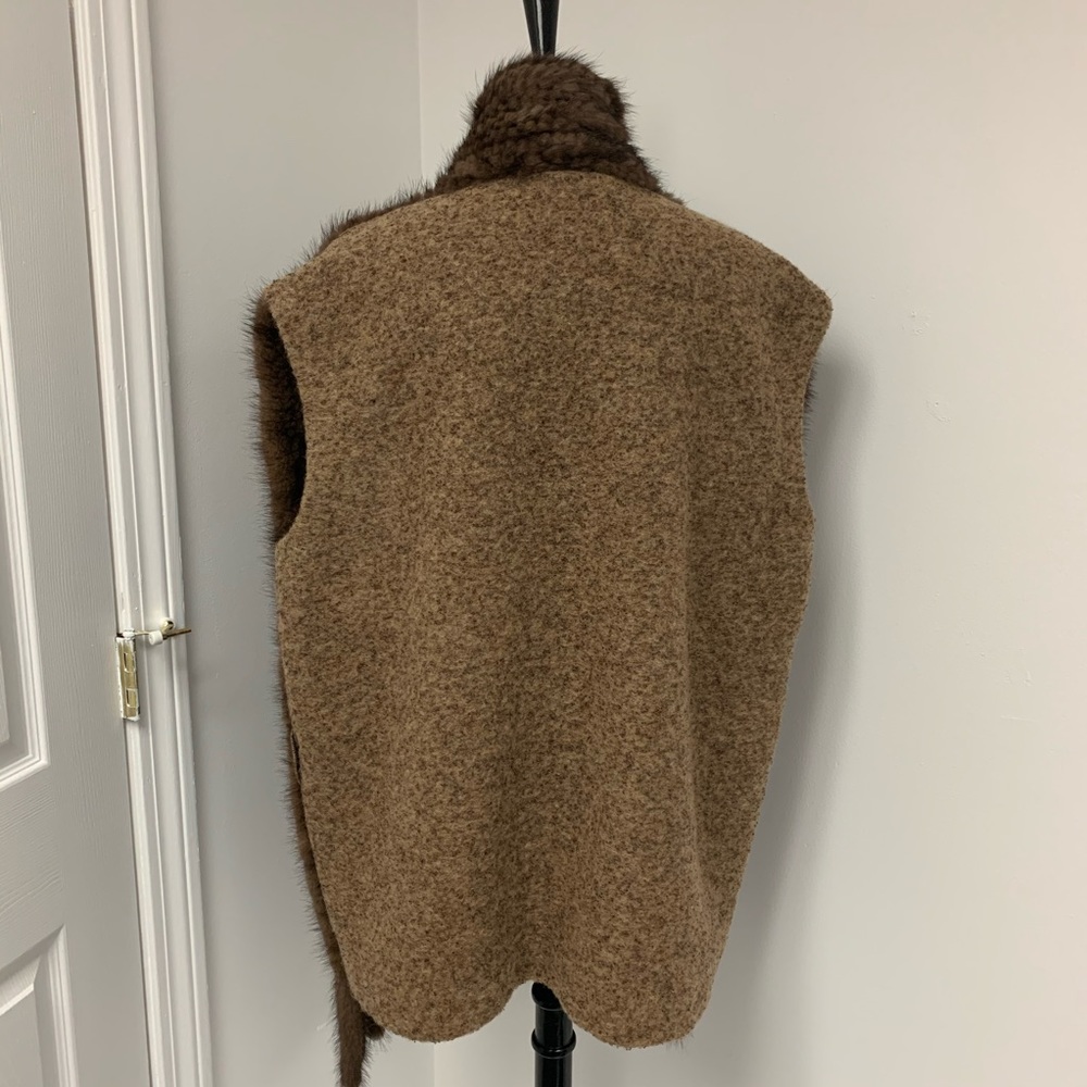 Women’s knitted mink Fur vest cover tassels Sz XL - Picture 9 of 14